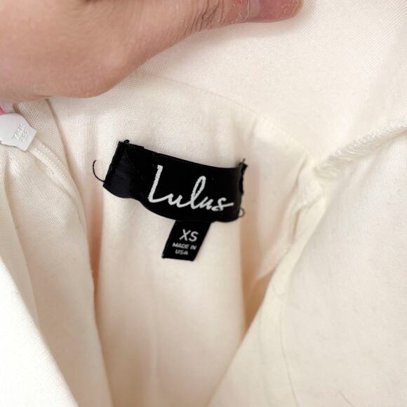 Lulus "I Promise" White Lace Skater Dress Plunging Lace Top, Low Back, Size XS - Picture 8 of 8